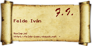 Felde Iván névjegykártya